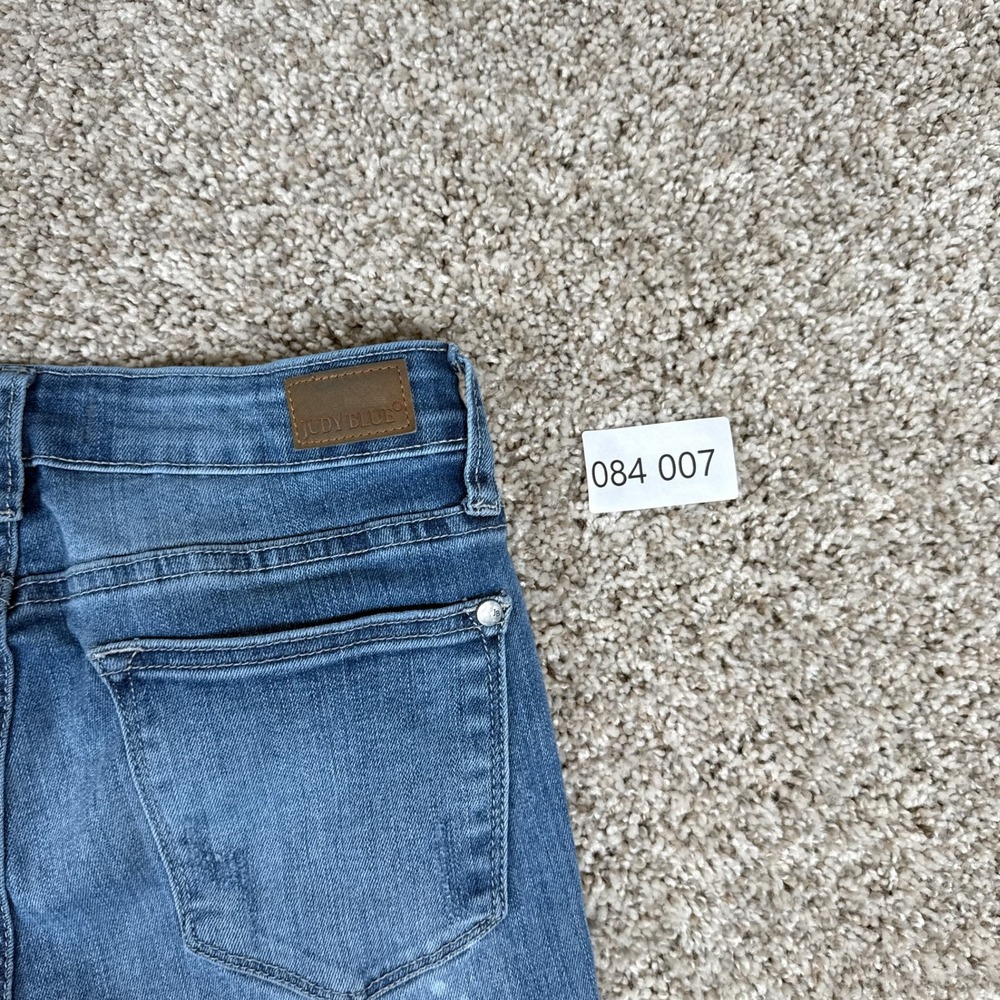 Judy Blue Jeans Womens 28 Relaxed Fit Distressed Ripped Knee Medium Blue Painted - Picture 13 of 13